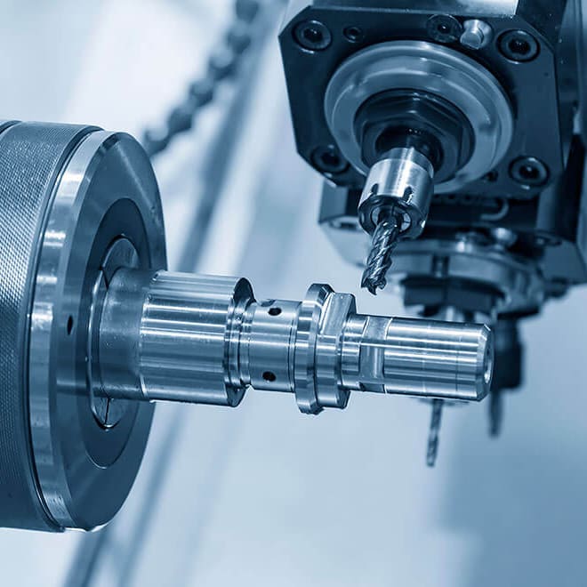 A 5 Axis CNC Machine in operation